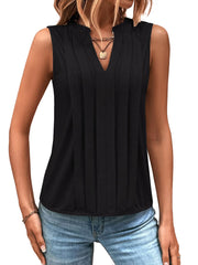 ✨2025 New Women's Sleeveless Notched V Neck Tank Tops(buy 3 free shipping)