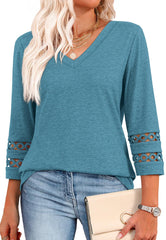 ✨Womens 3/4 Length Sleeve Tops Trendy V Neck T Shirts(buy 3 free shipping)