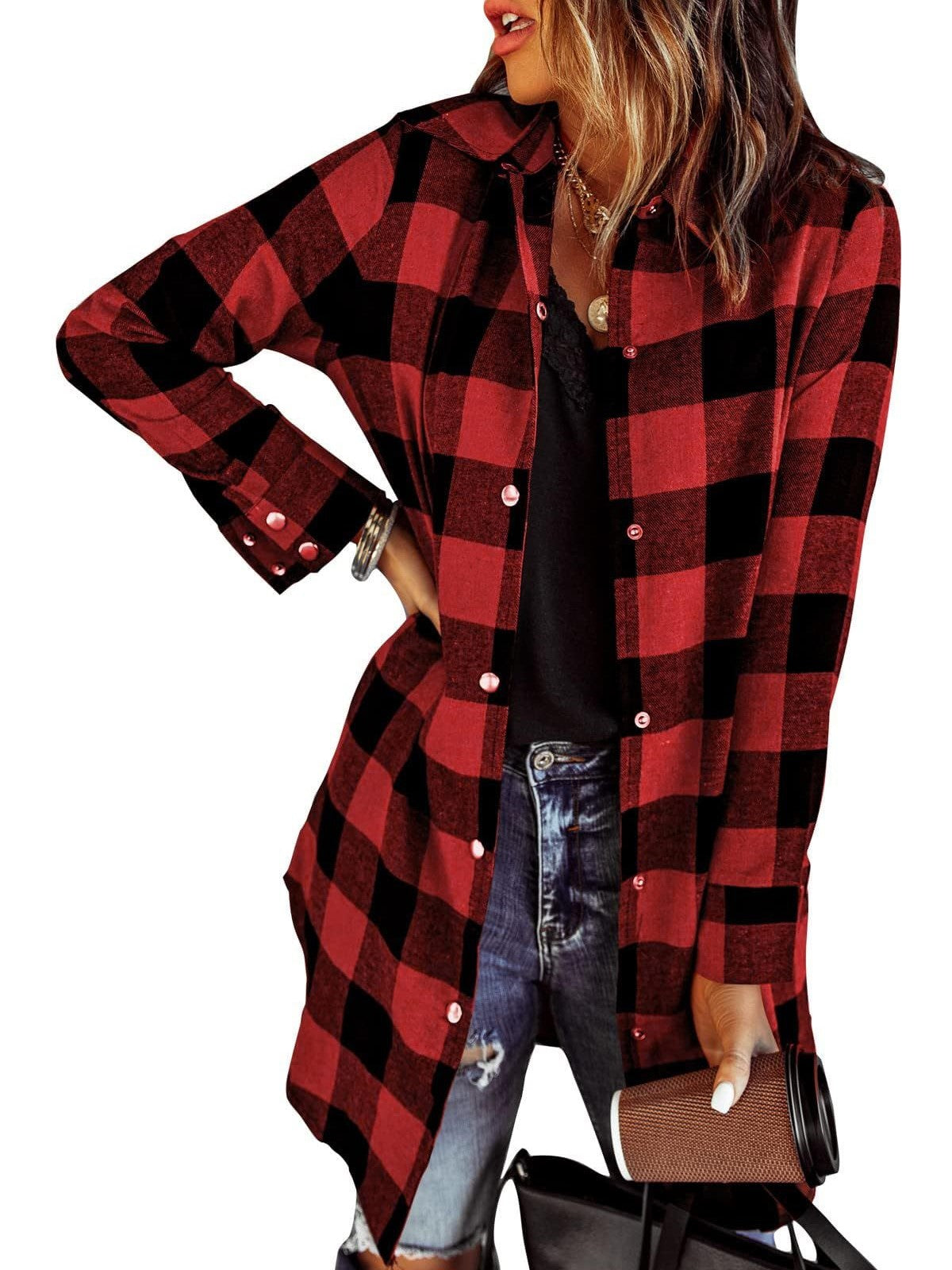 2025 Women's Flannel Long Sleeve Plaid Button Down Shirts(BUY 2 FREE SHIPPING)