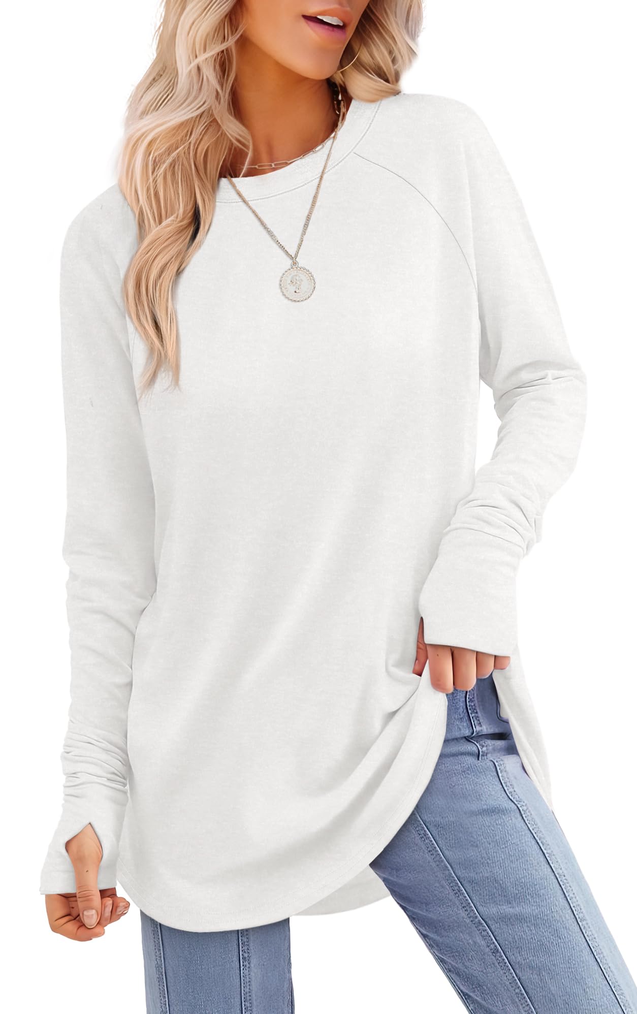 ✨Womens Long Sleeve Thumb Hole Shirts Tunic Tops to Wear with Leggings(buy 2 free shipping)