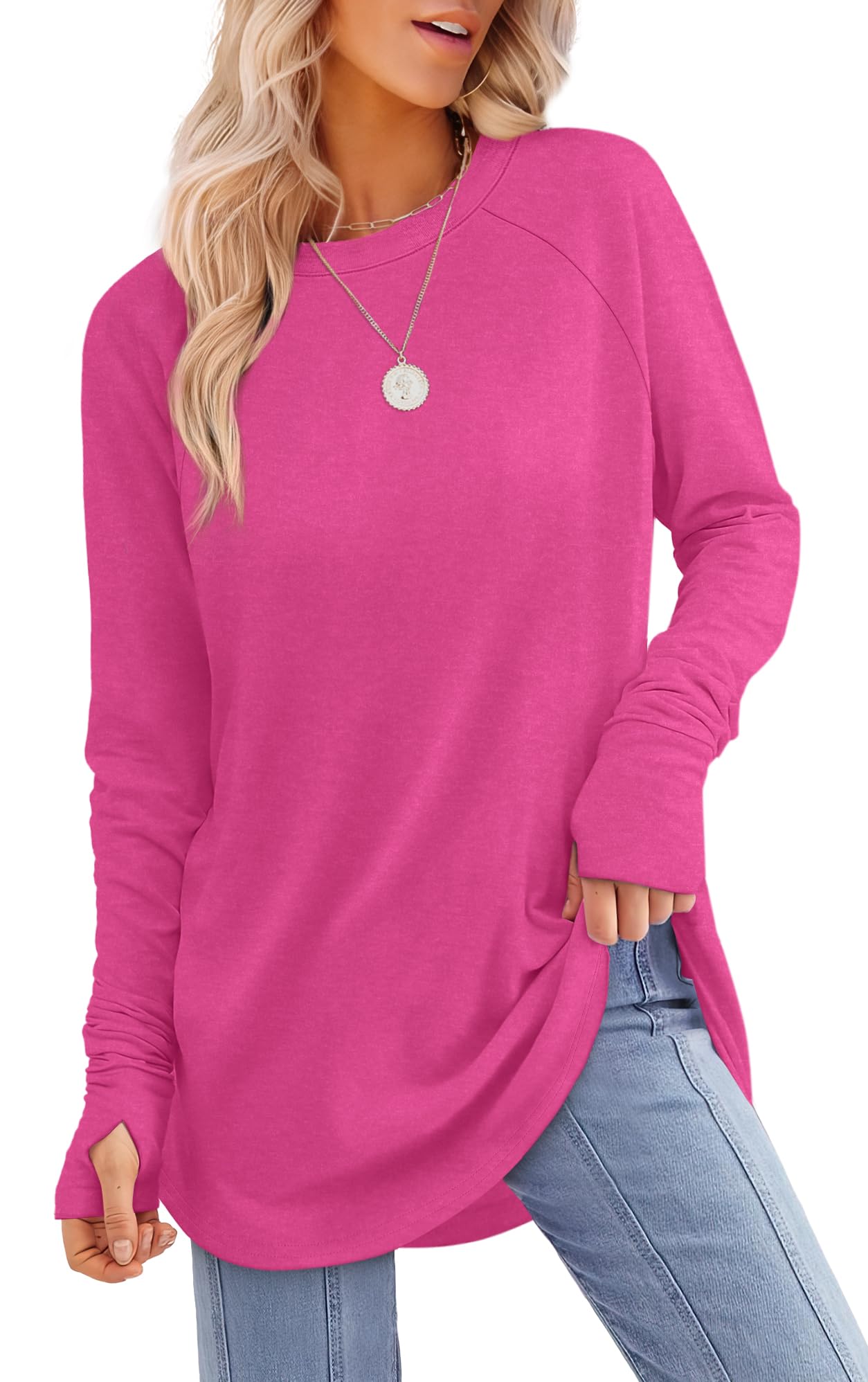 ✨Womens Long Sleeve Thumb Hole Shirts Tunic Tops to Wear with Leggings(buy 2 free shipping)