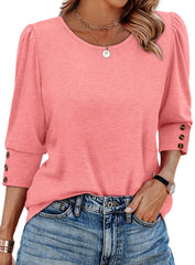 ✨Women's Casual 3/4 Sleeve with Buttons Dressy  Blouses(buy 3 free shipping)