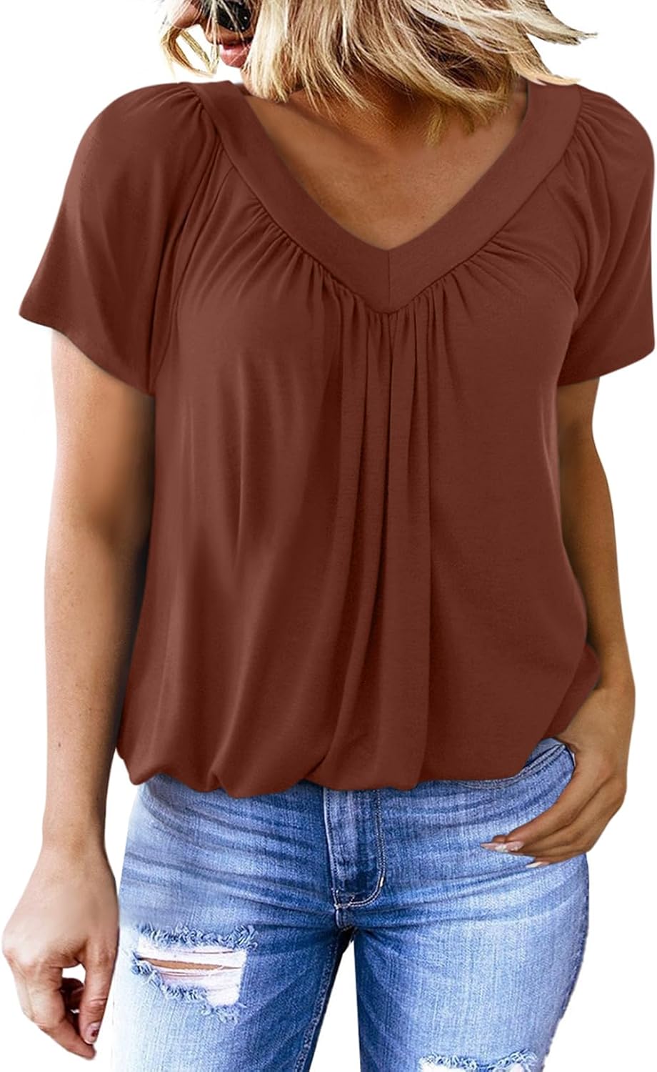 ✨Women's Casual Short Sleeve V Neck Basic T-shirts (BUY 3 FREE SHIPPING)