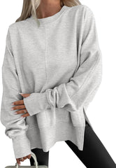 ✨Womens Oversized Thumbhole Long Sleeve Side Slit Pullover Top