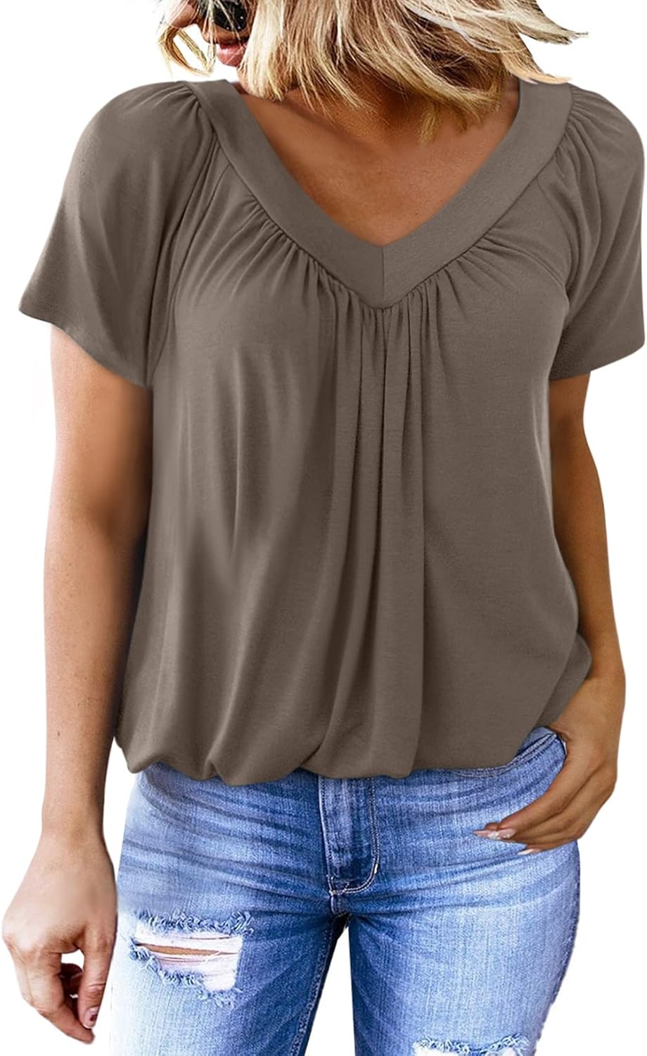 ✨Women's Casual Short Sleeve V Neck Basic T-shirts (BUY 3 FREE SHIPPING)