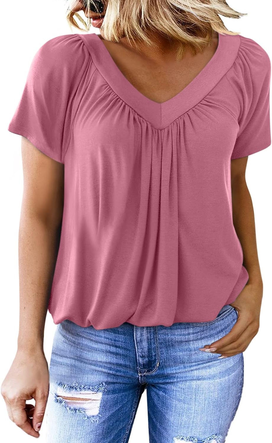 ✨Women's Casual Short Sleeve V Neck Basic T-shirts (BUY 3 FREE SHIPPING)