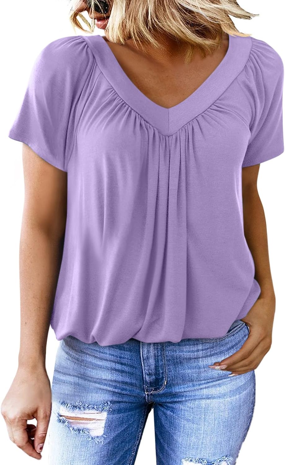 ✨Women's Casual Short Sleeve V Neck Basic T-shirts (BUY 3 FREE SHIPPING)