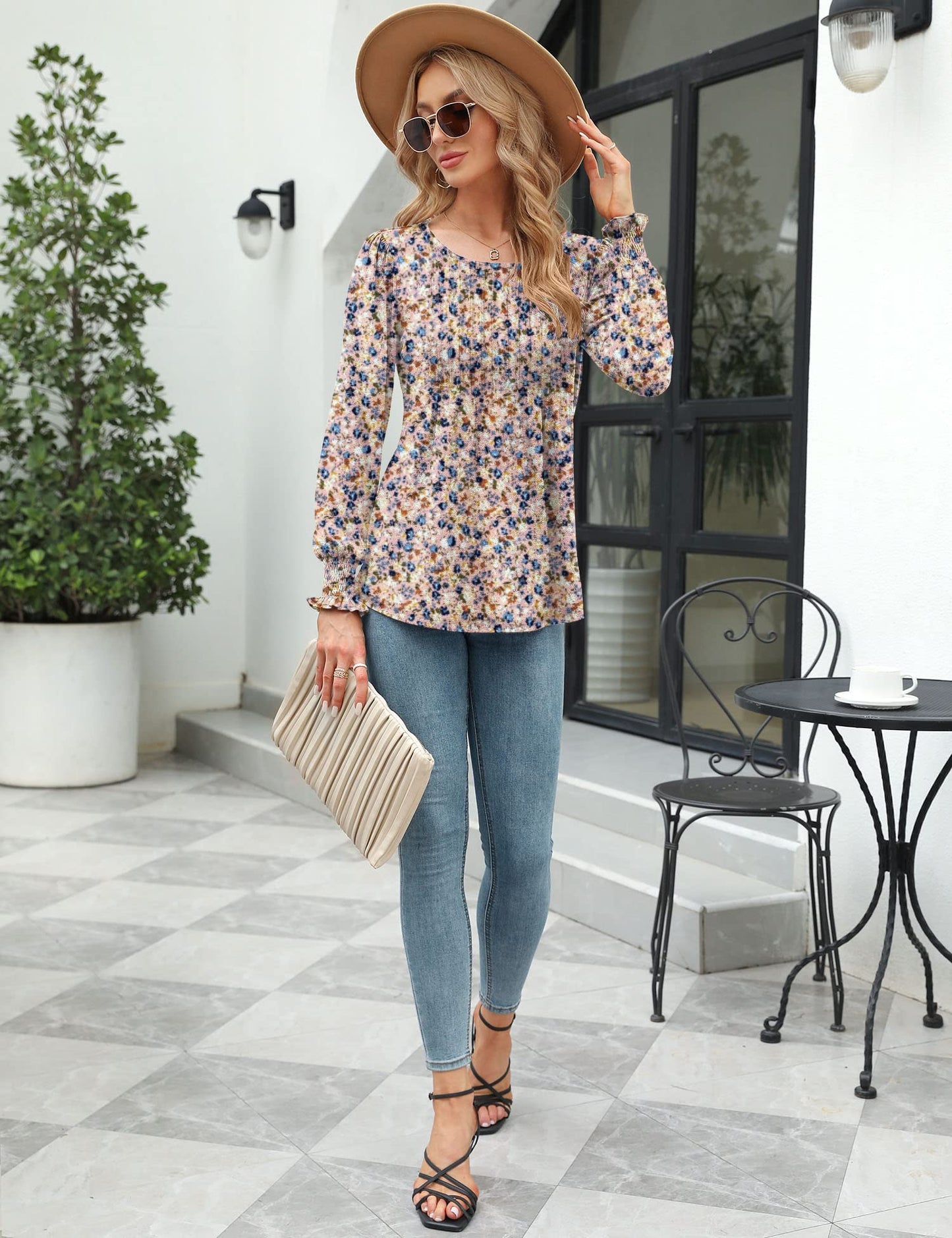 ✨Puff Long Sleeve Pleated Crew Neck Tunic Top (buy 3 free shipping!!!)