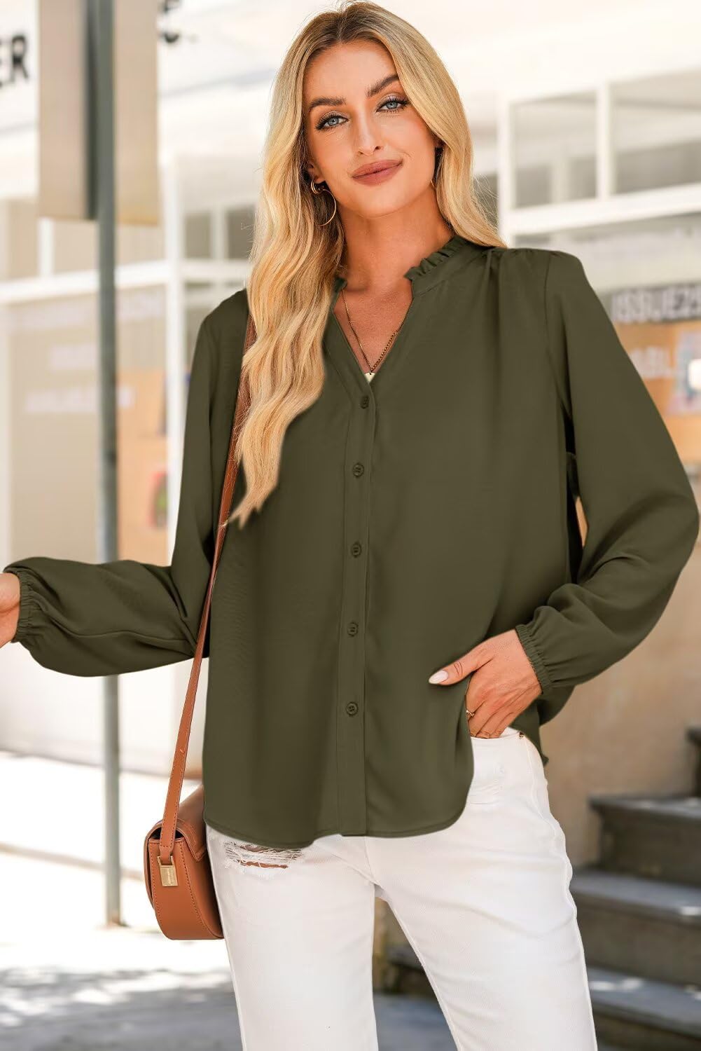 ✨Women Dressy Casual Button Down Shirts V Neck Long Sleeve Shirts(BUY 2 FREE SHIPPING)