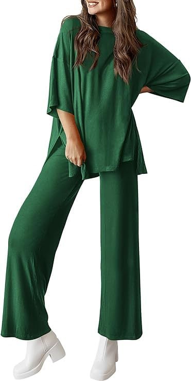 CLEARANCE SALE🔥Casual 2-Piece Loose-Fit Short Sleeve Top & Wide-Leg Pants Set with Pockets