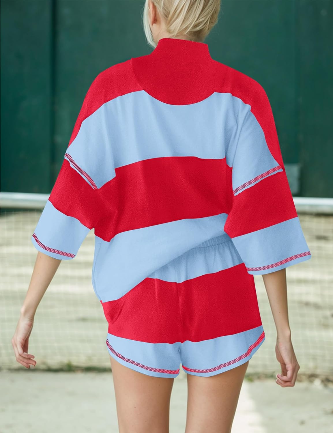 ✨Women's Summer Oversized Striped Shirt and Shorts Sets (Buy 2 Free Shipping)