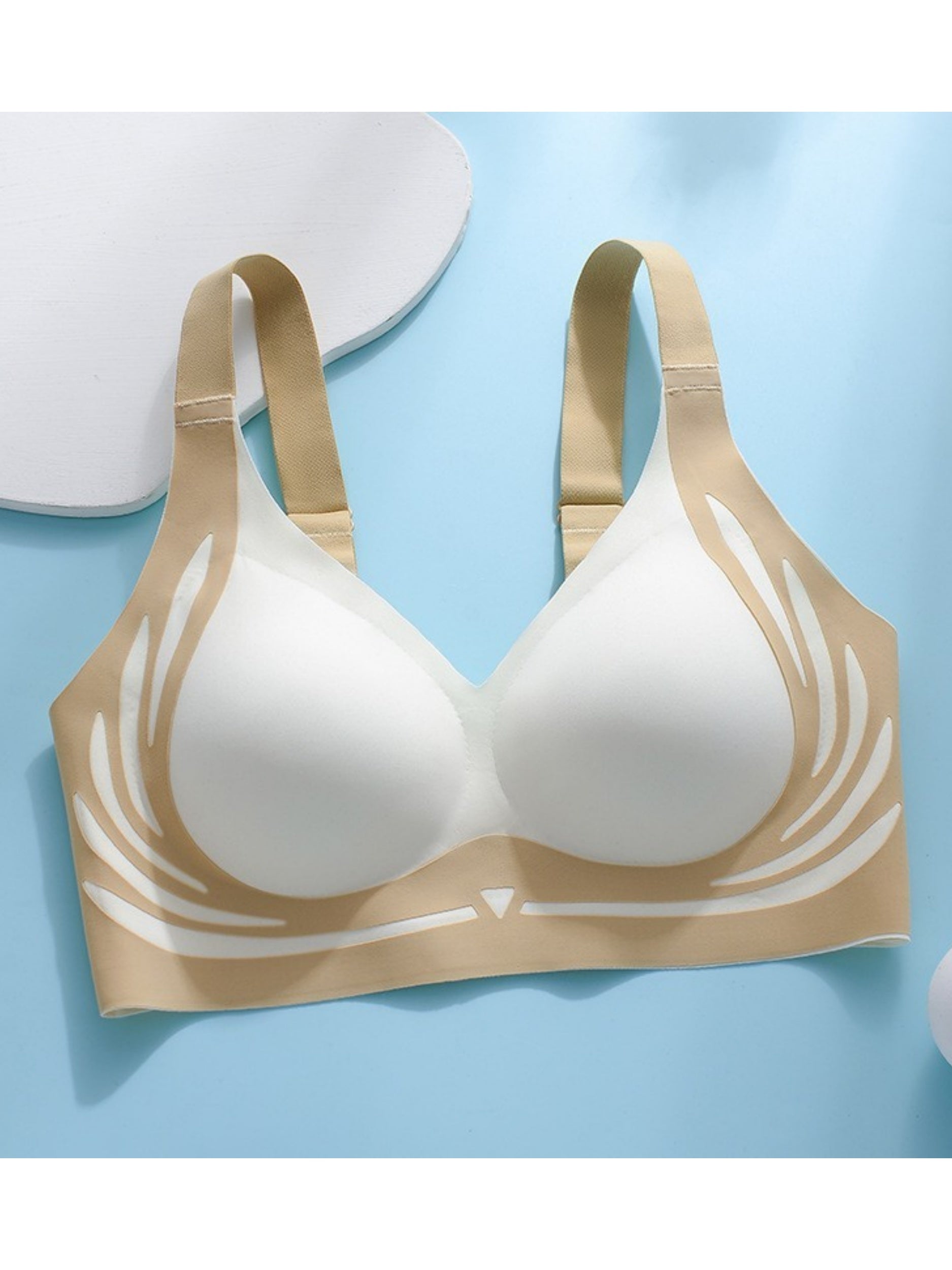 Soft Support Push-up Side Breasts Anti-sagging Sports Seamless Bra Beige
