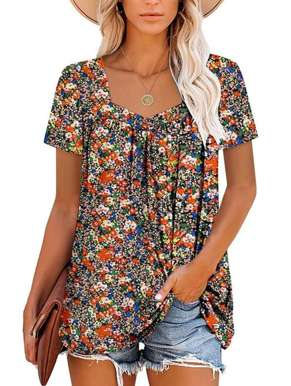 ✨Women's Summer Pleated Printed Short-Sleeves(Buy 3 Free Shipping)