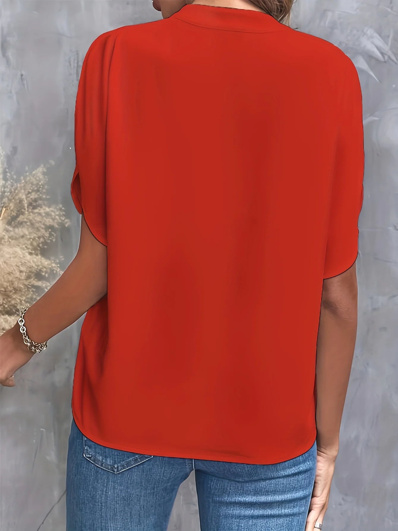 ✨Women's Short Sleeve Solid Color Notch Collar Short Sleeve Shirt（Buy 3 Free Shipping）