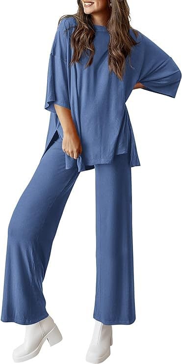 CLEARANCE SALE🔥Casual 2-Piece Loose-Fit Short Sleeve Top & Wide-Leg Pants Set with Pockets