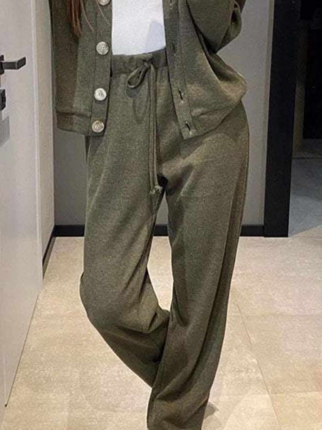 2025 Clearance Sale🔥 Full Size Button Up Long Sleeve Top and Pants Set