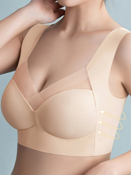 Women's Mesh Seamless Smooth Comfort Wire Free Bra Beige
