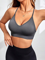 Gathering Sexy Deep V Seamless Sports Bra Grey