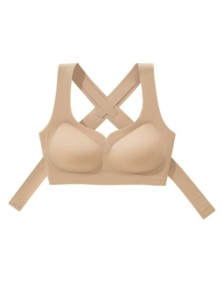Sports gather seamless breathable lifting anti-sagging bra Ivory