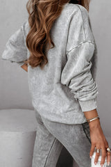 Women's Round Neck Long Sleeve Simple Sweatshirt Two Piece Suit
