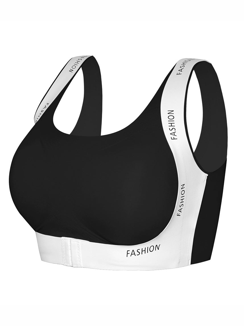 Front-Closure Wire-Free Push-Up Sports Bra
