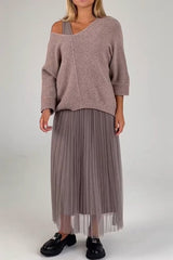 Women's casual off-the-shoulder mesh dress set