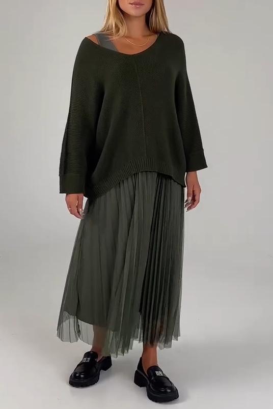 Women's casual off-the-shoulder mesh dress set