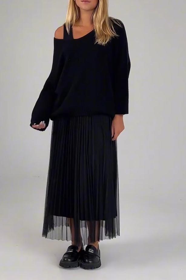 Women's casual off-the-shoulder mesh dress set
