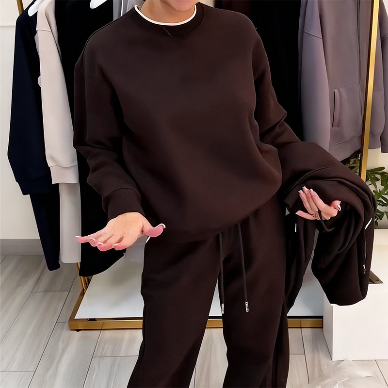 Women's Fashion Round Neck Tops ＆ Pants 2-Piece Set